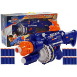 Zbraň s veľkým zásobníkom a penovými nábojmi - modro-oranžová